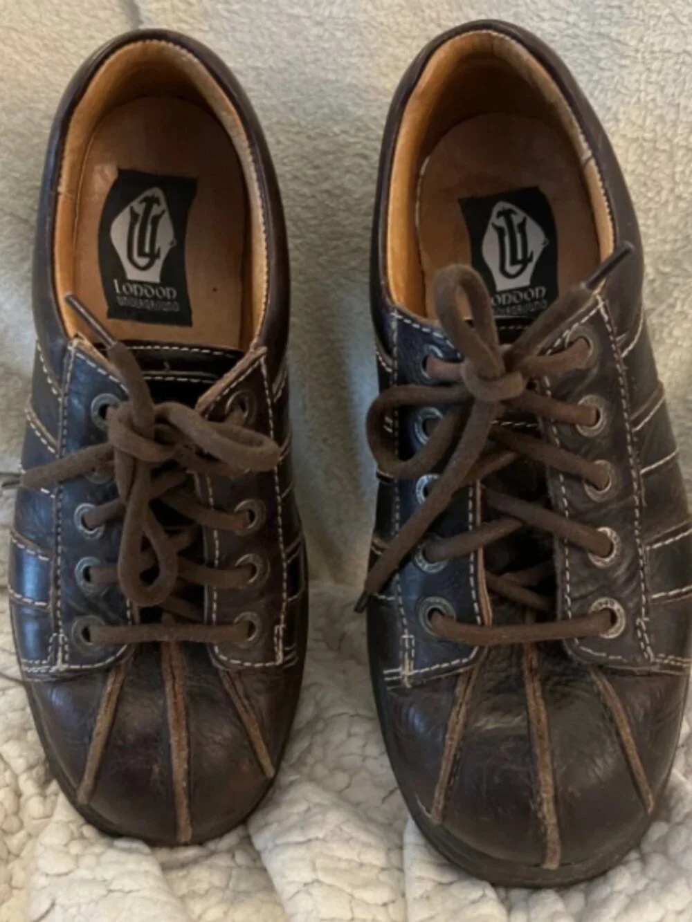 Rare Dr Martens Brown leather toe stitched Platform Oxford UK 8 US 9/10 Y2K